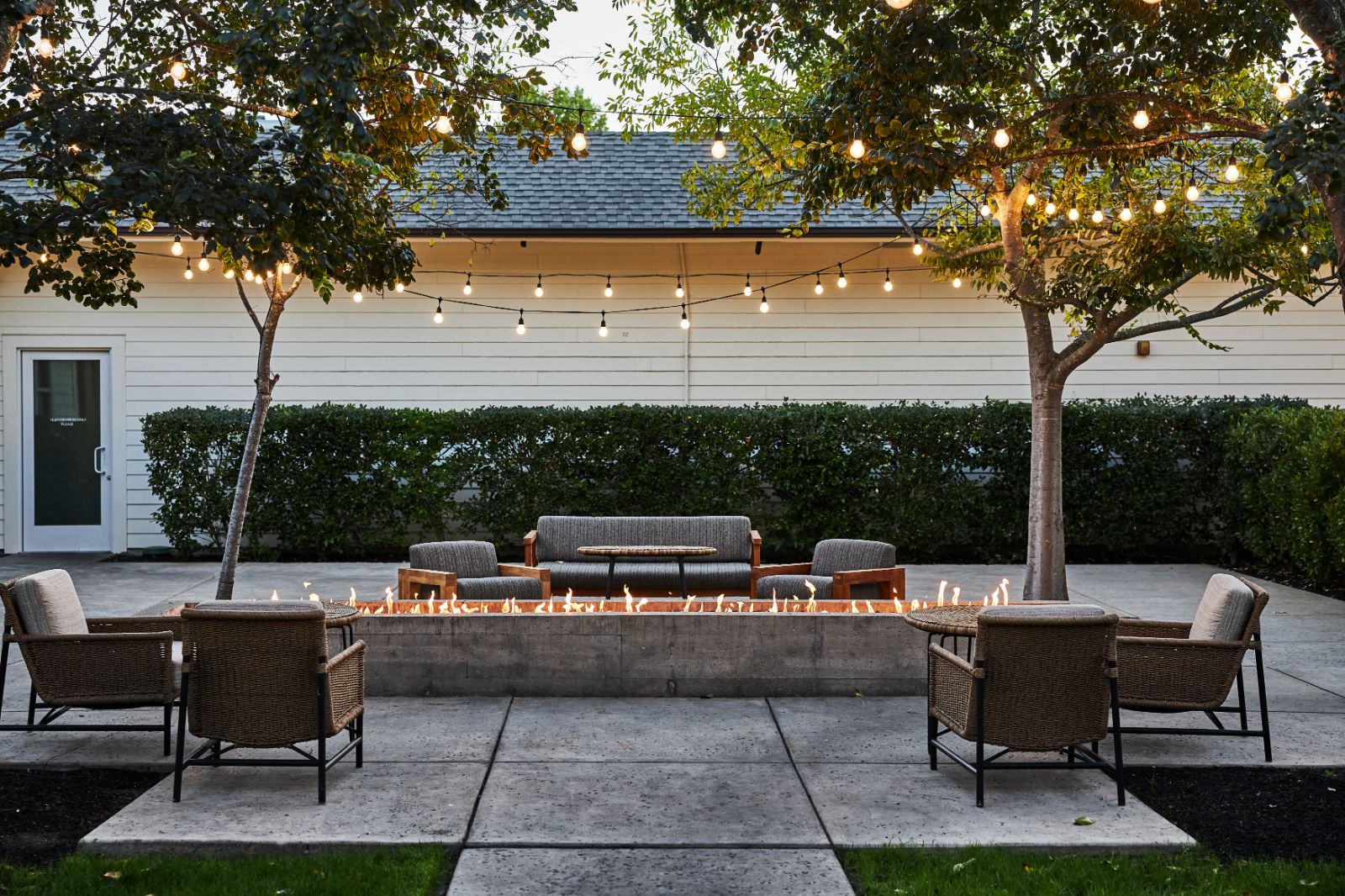 Alfresco lounge area at Solage Resort and Spa in Calistogia in California, USA