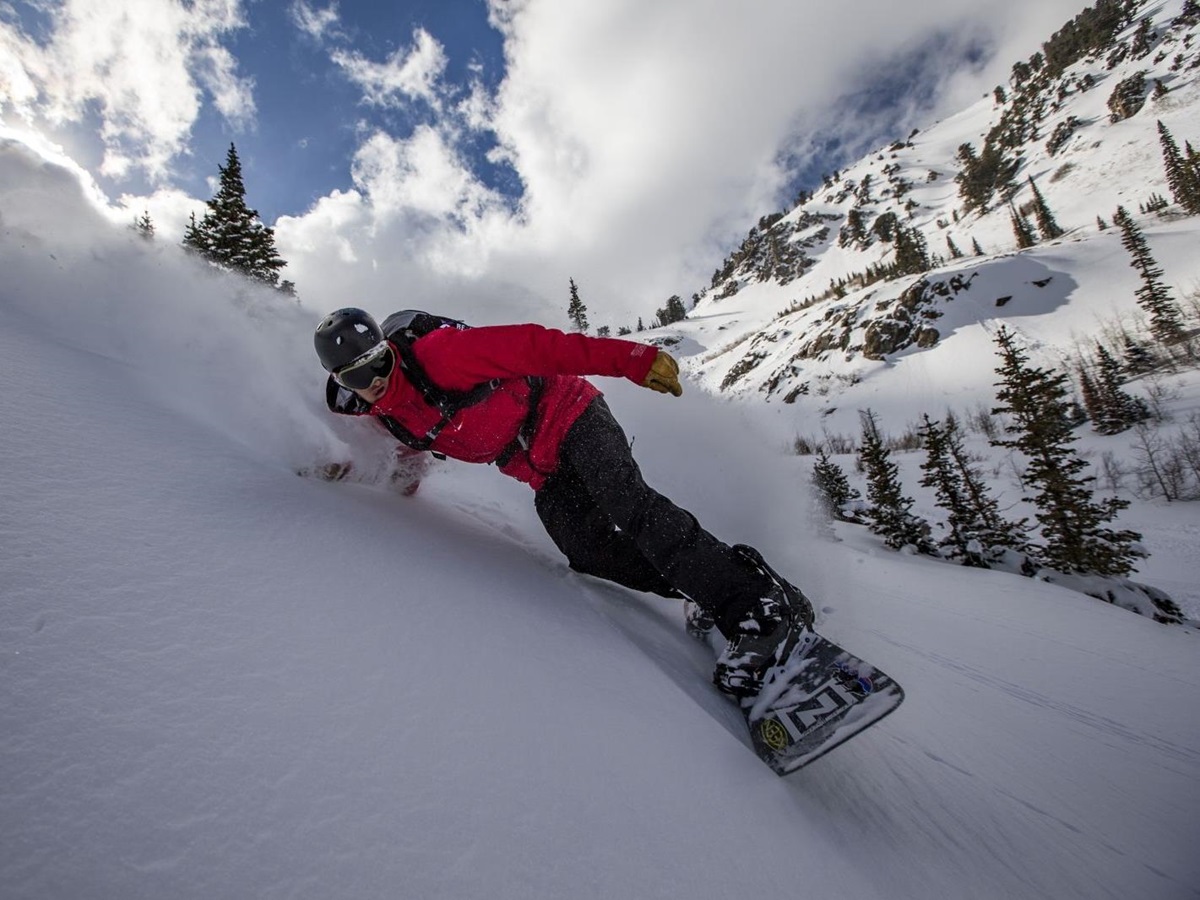 Winter snowboarding activity at luxury lodge The Lodge at Blue Sky