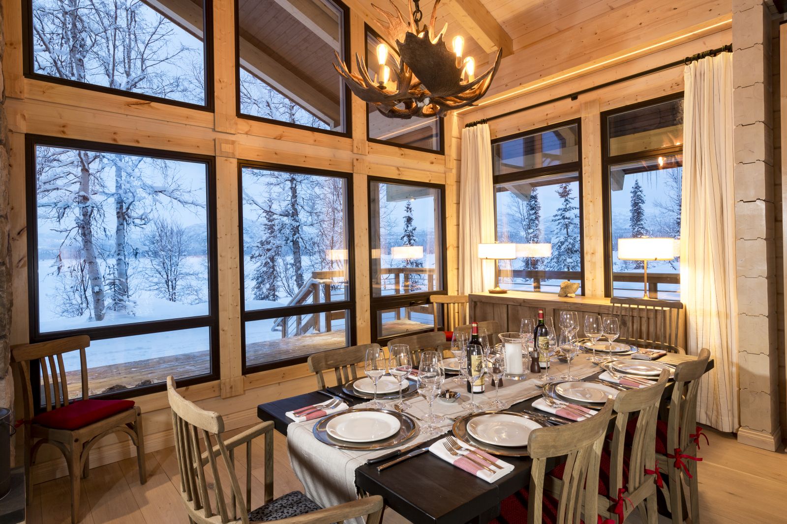Dining room at Tordrillo Mountain Lodge Alaska
