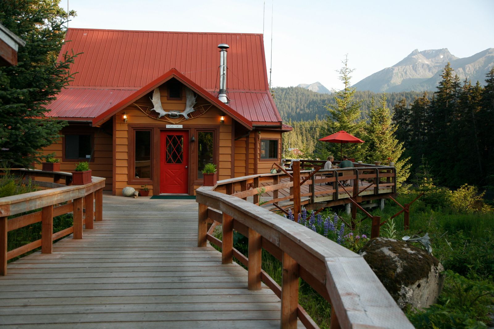 Main lodge exterior at Tutka Bay Lodge in Alaska, USA