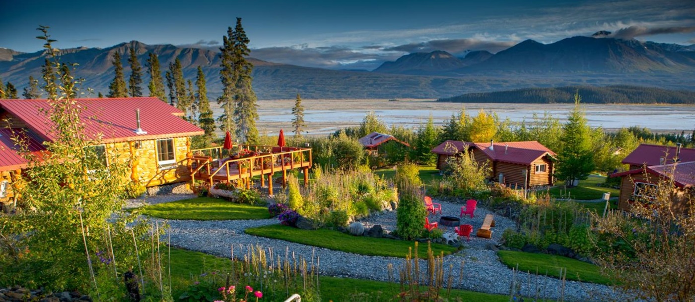 The grounds of Ulitma Thule Lodge in Alaska's Wrangell-St Elias. National Park
