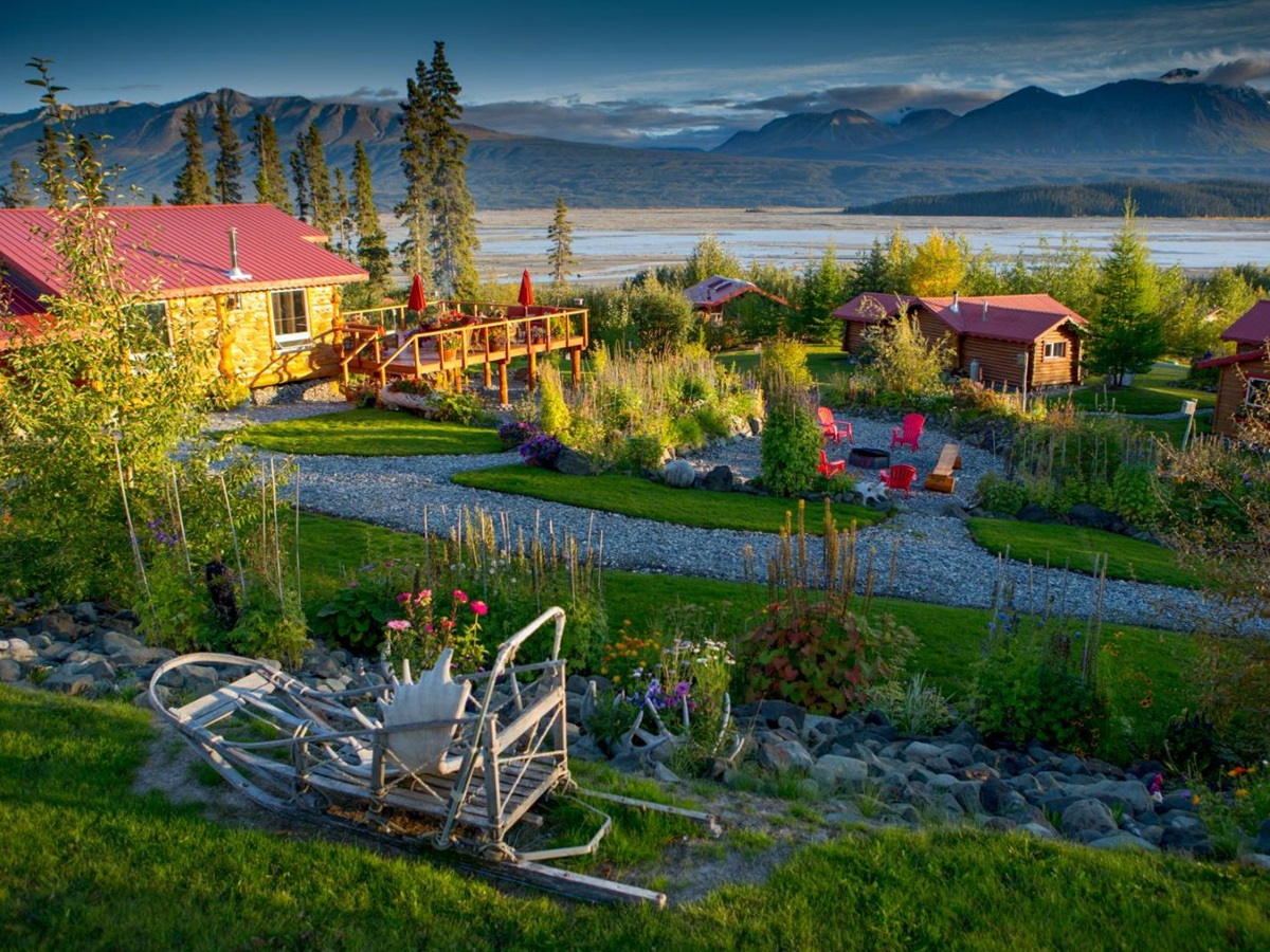The grounds of Ulitma Thule Lodge in Alaska's Wrangell-St Elias. National Park