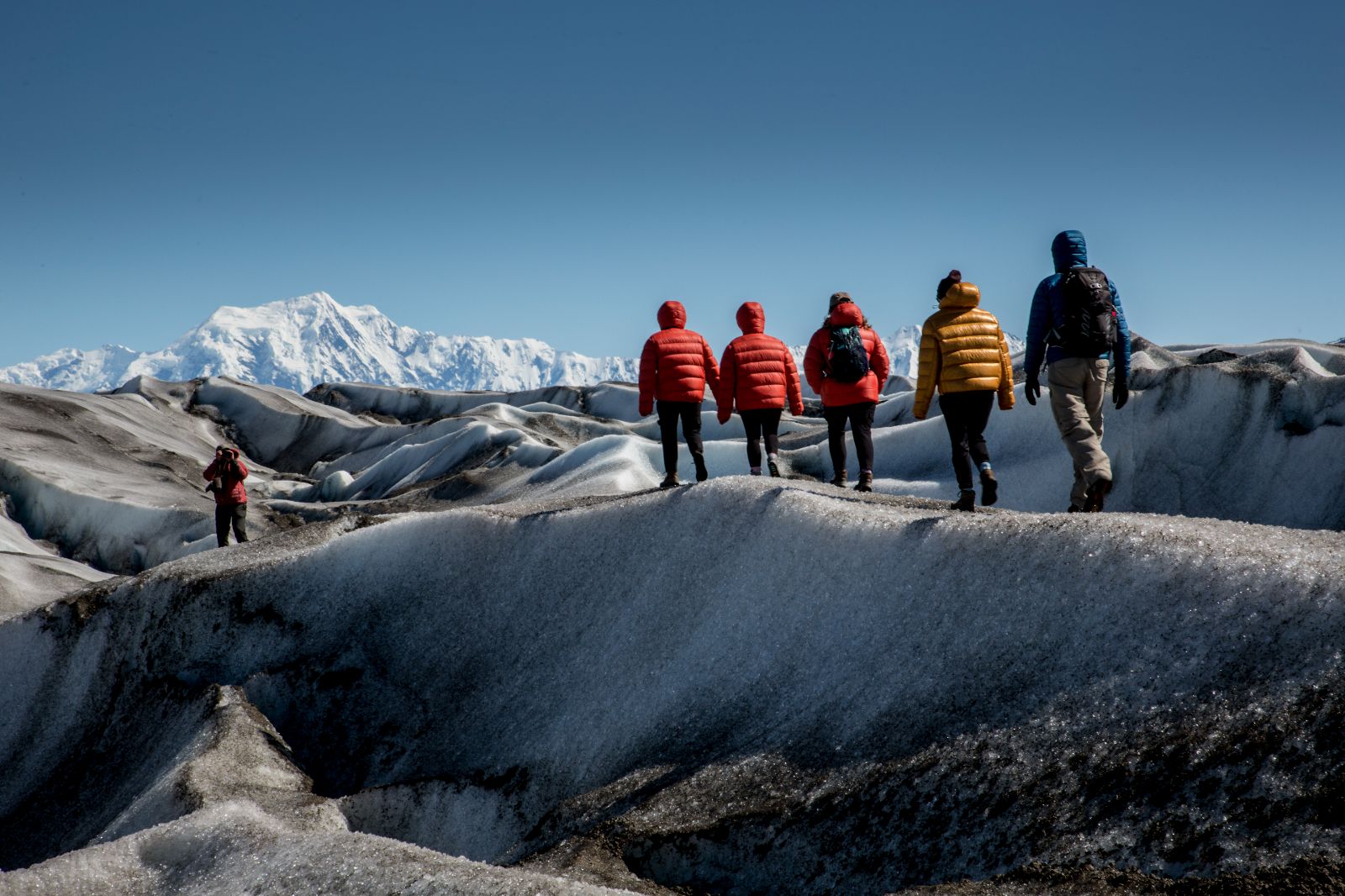 Mountain hiking near Ulitma Thule Lodge in Alaska's Wrangell-St Elias. National Park