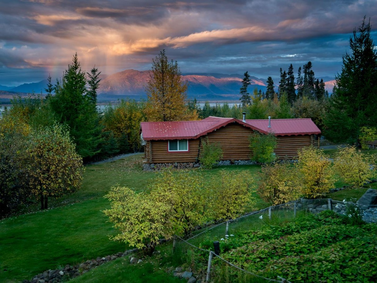 Lodge exterior at Ulitma Thule Lodge in Alaska's Wrangell-St Elias. National Park
