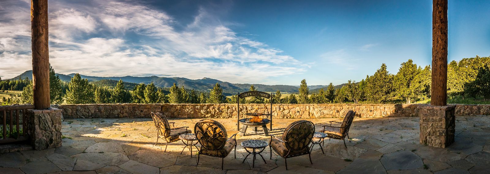 Grounds of Costilla Lodge at Ted Turner's Vermejo reserve in New Mexico USA