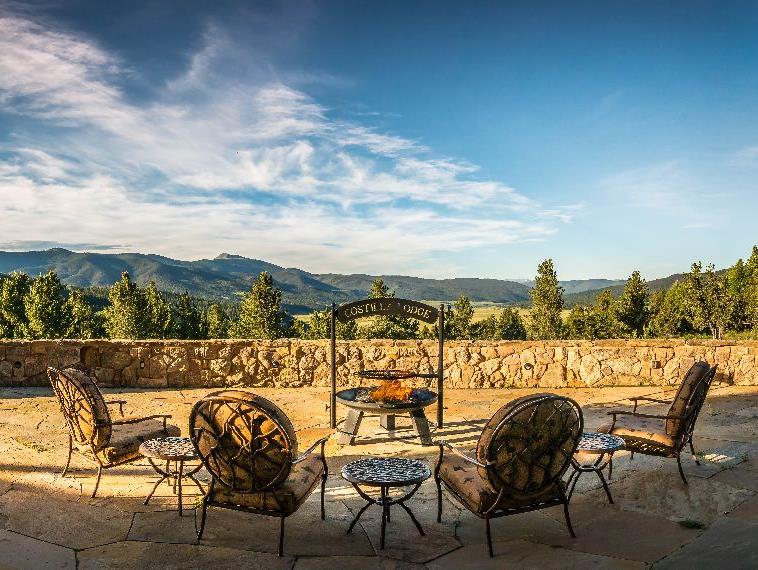 Grounds of Costilla Lodge at Ted Turner's Vermejo reserve in New Mexico USA