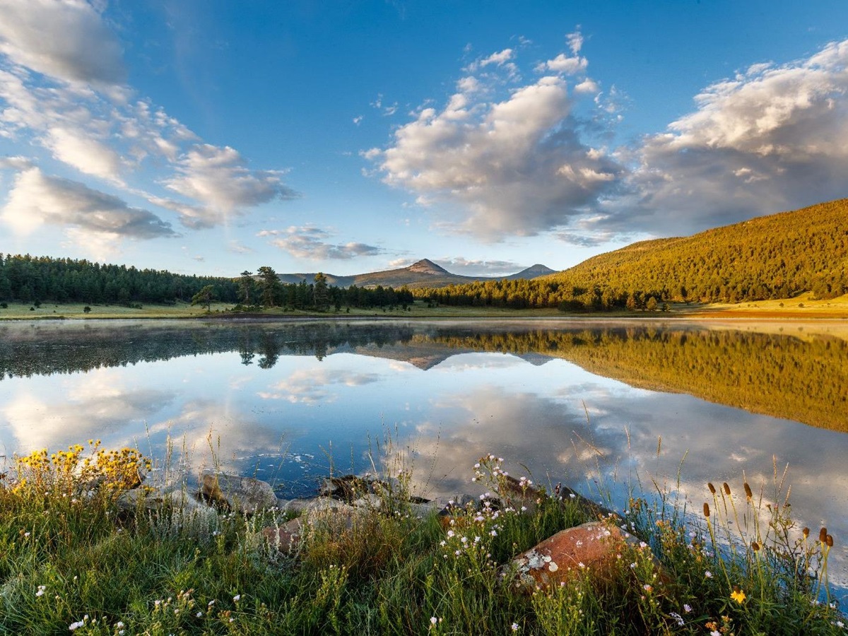 Beautiful lake near Ted Turner's Vermejo reserve in New Mexico USA