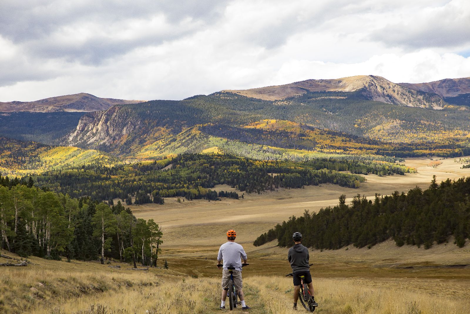 Guests enjoying mountain biking from Ted Turner's Vermejo reserve in New Mexico USA