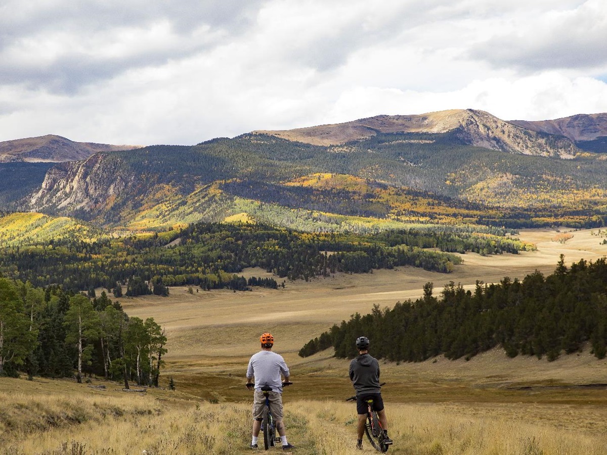 Guests enjoying mountain biking from Ted Turner's Vermejo reserve in New Mexico USA