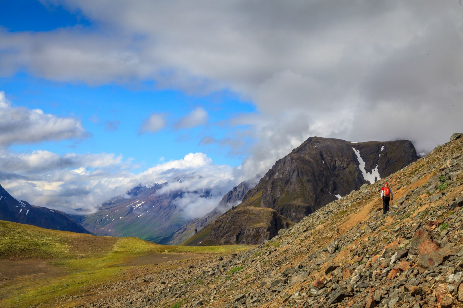 Hiking around the backcountry from Winterlake Lodge in Alaska, USA
