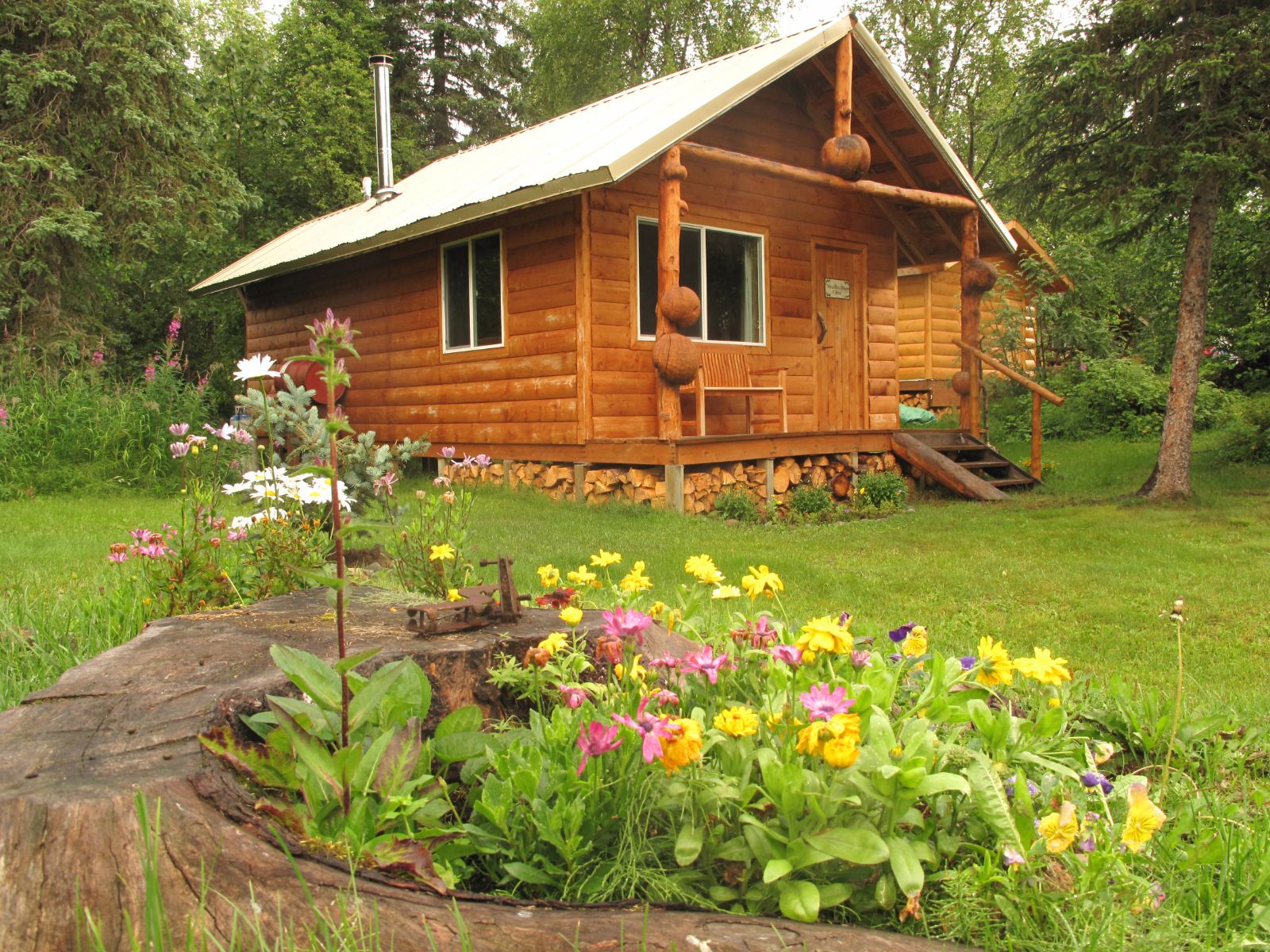 Exterior view of Mountain Pass guest cabin at Winterlake Lodge in Alaska, USA