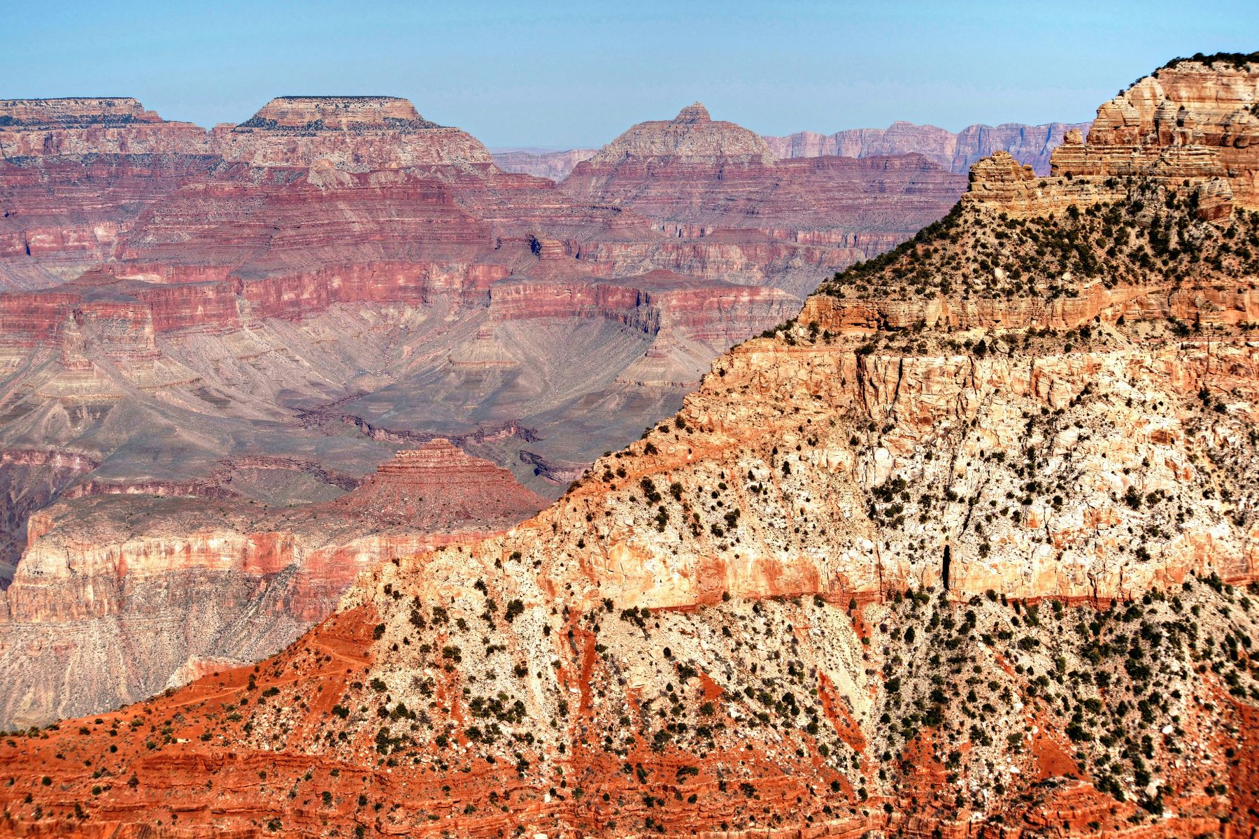 Close up of a coloured cliff rock face at the Grand Canyon, USA
