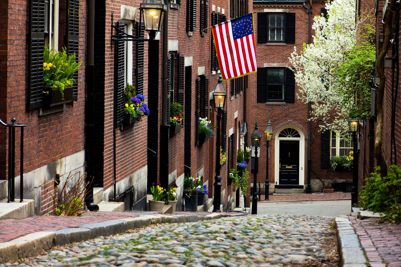 Cobbled street in Boston 