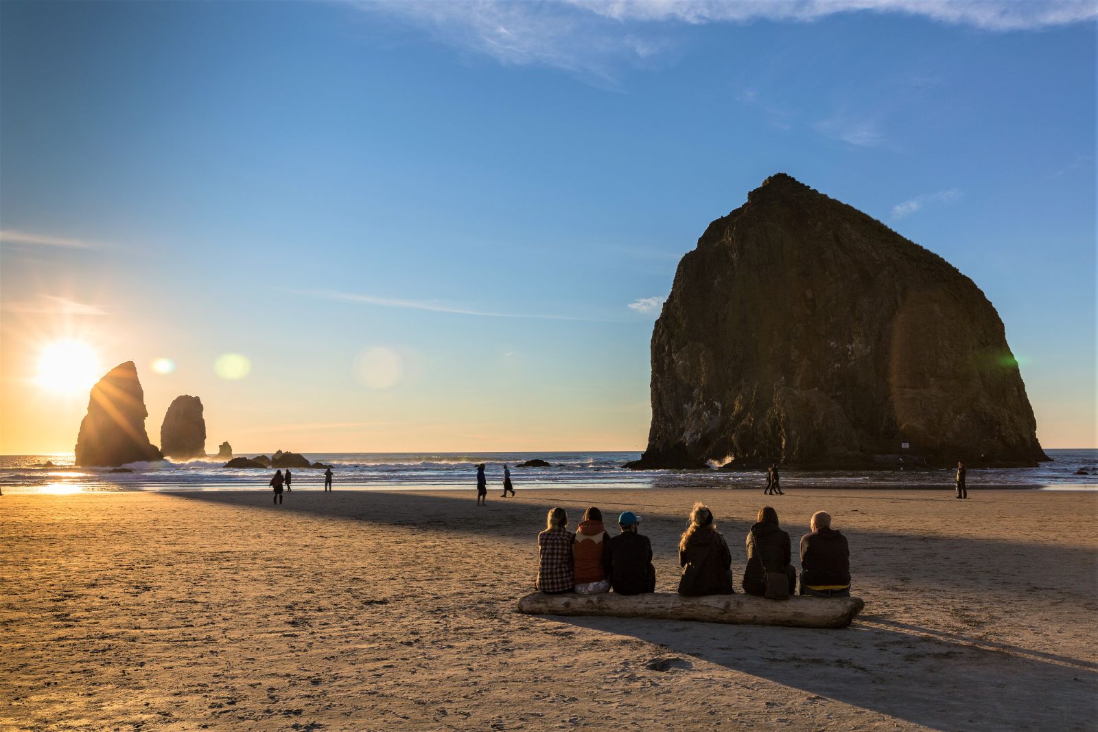 Visitors at Cannon Beach in Oregon