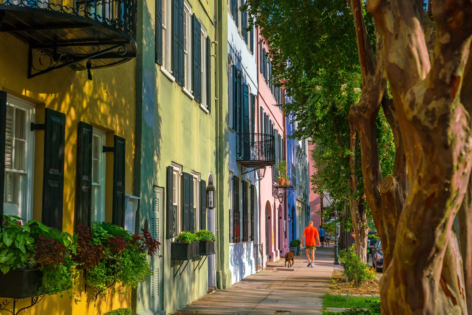 Rainbow Road with colourful houses in Charleston, Georgia