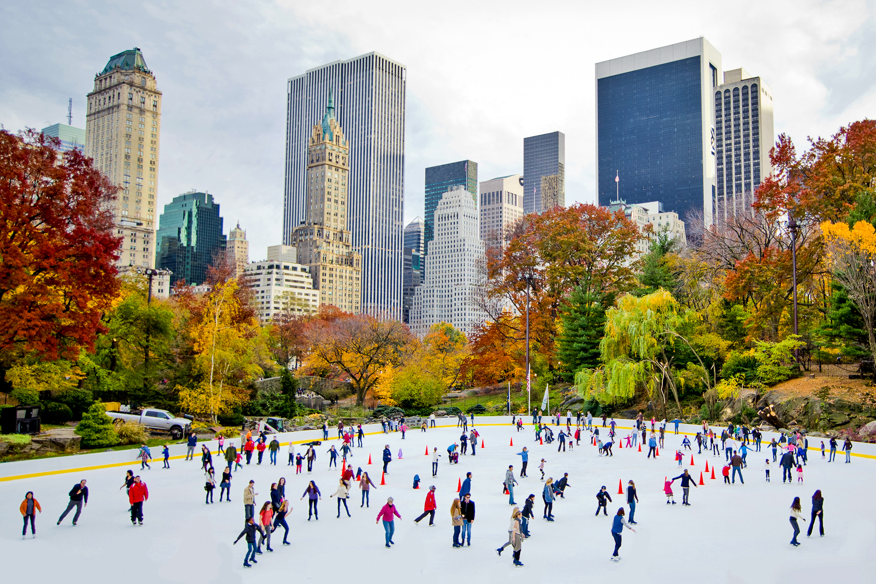 Ice skaters in Grand Central Park at Christmas time
