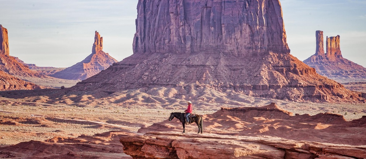 Navajo horseman in Monument Valley, USA