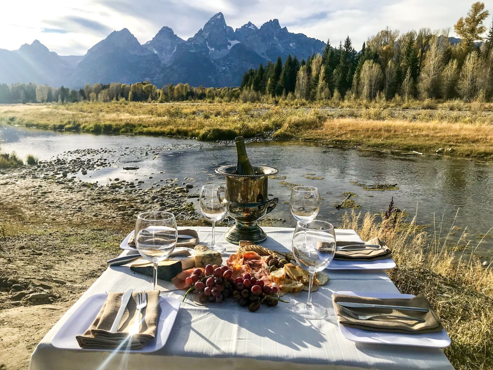 Dinner by the river in Wyoming