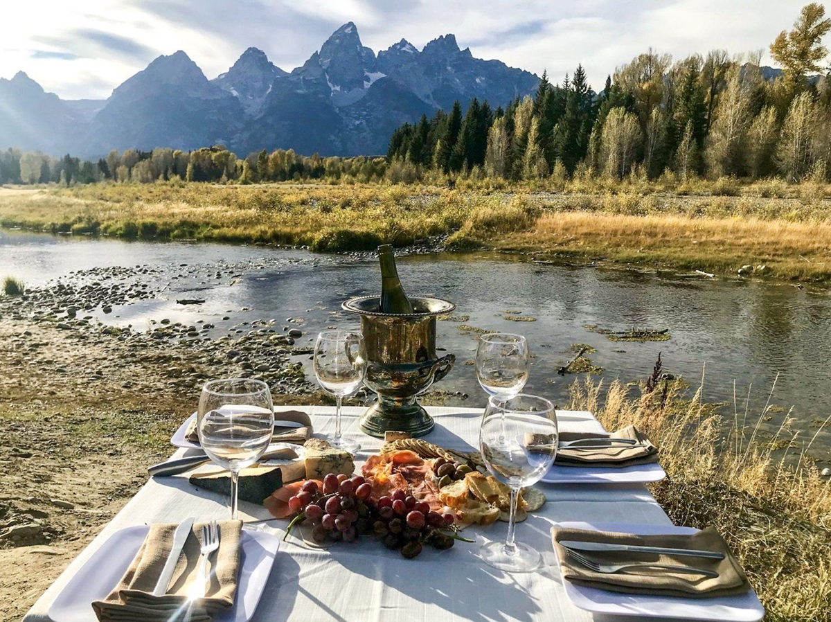 Dinner by the river in Wyoming