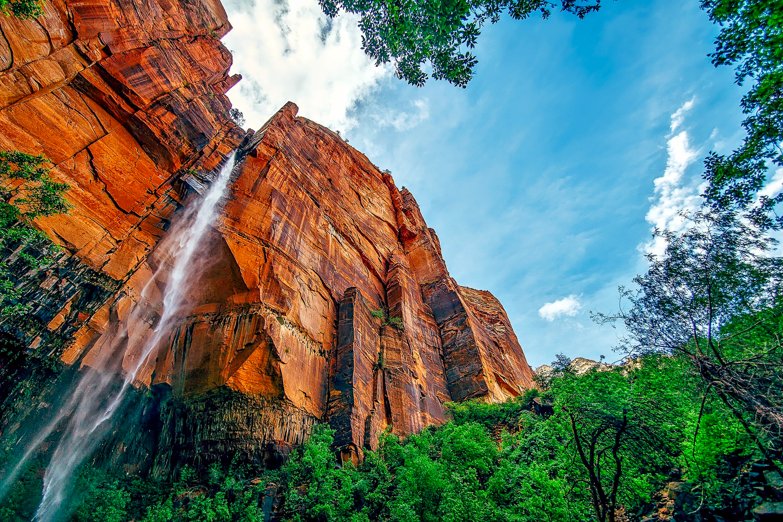 A cliff face and waterfall in Yosemite National Park
