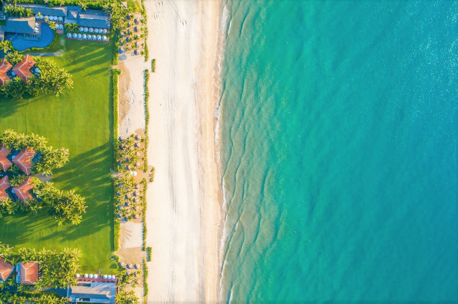 Aerial view of beachside at The Anam resort in Cam Ranh, Vietnam