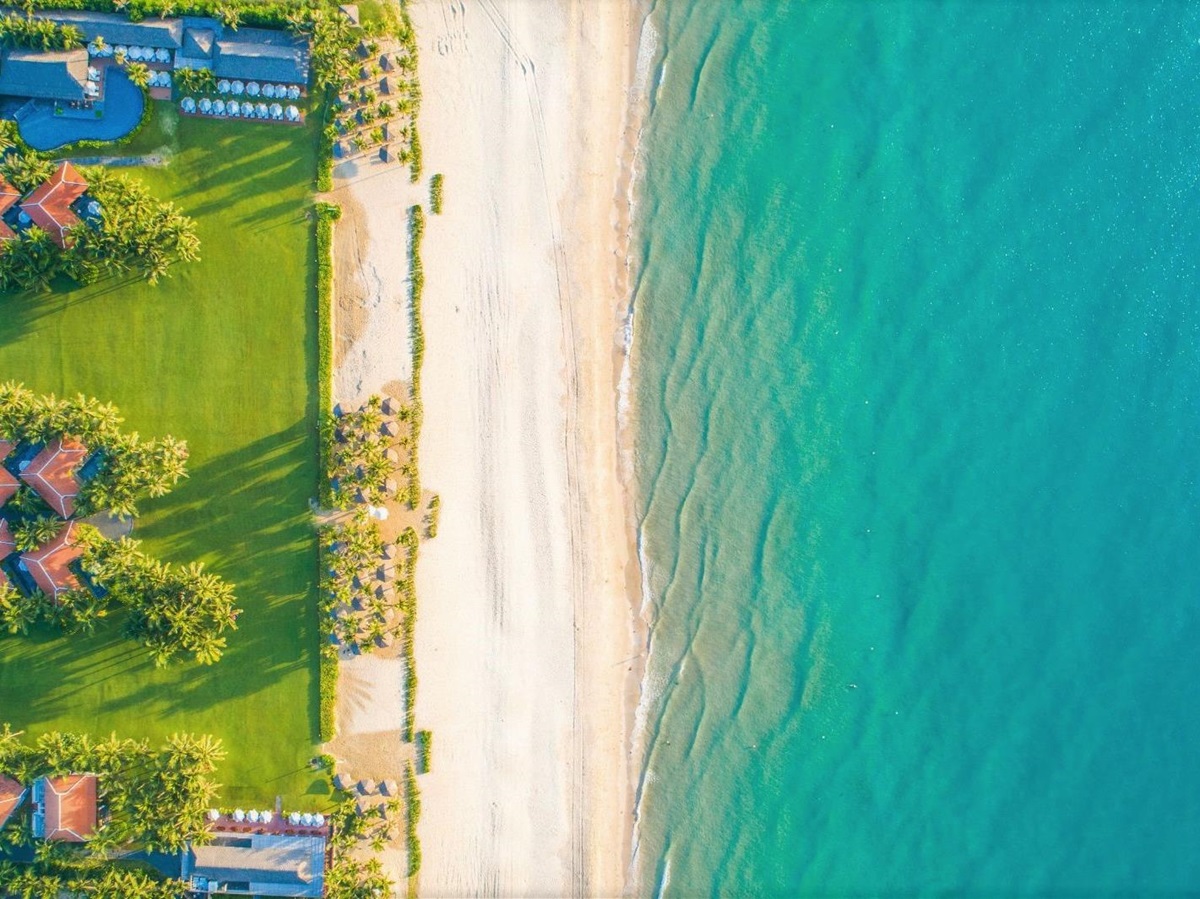 Aerial view of beachside at The Anam resort in Cam Ranh, Vietnam