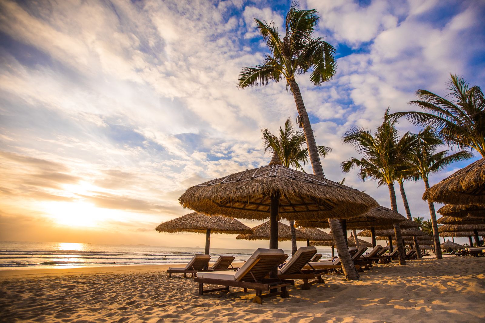Sunrise on the beach at The Anam resort in Cam Ranh, Vietnam