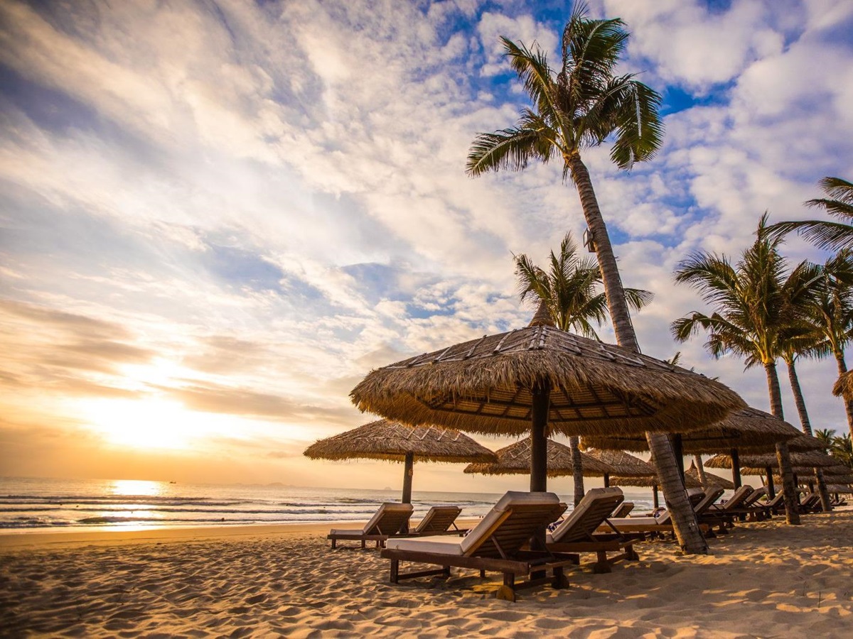 Sunrise on the beach at The Anam resort in Cam Ranh, Vietnam
