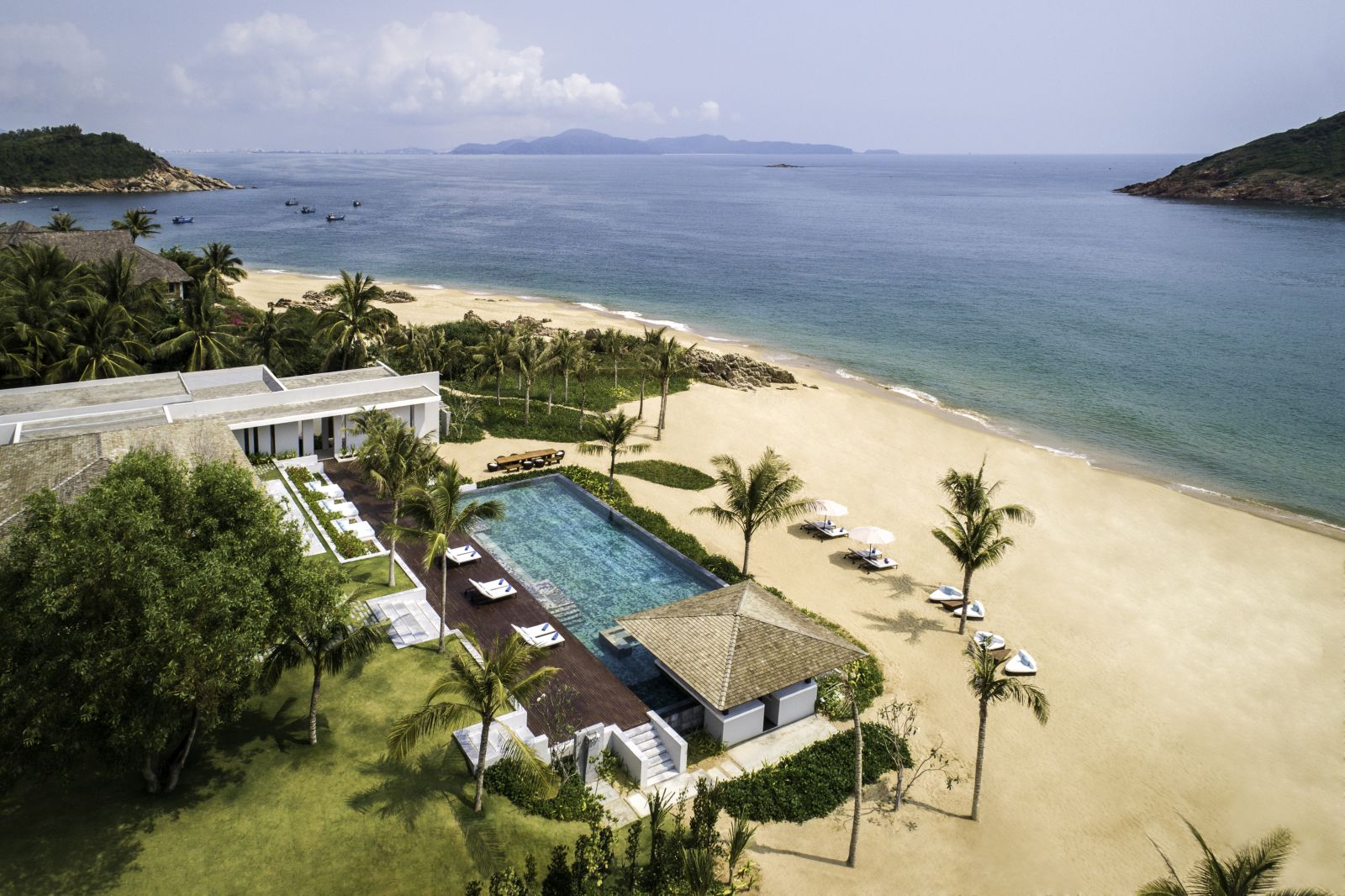 Aerial view of at the Anantara Quy Nhon and beach in Vietnam