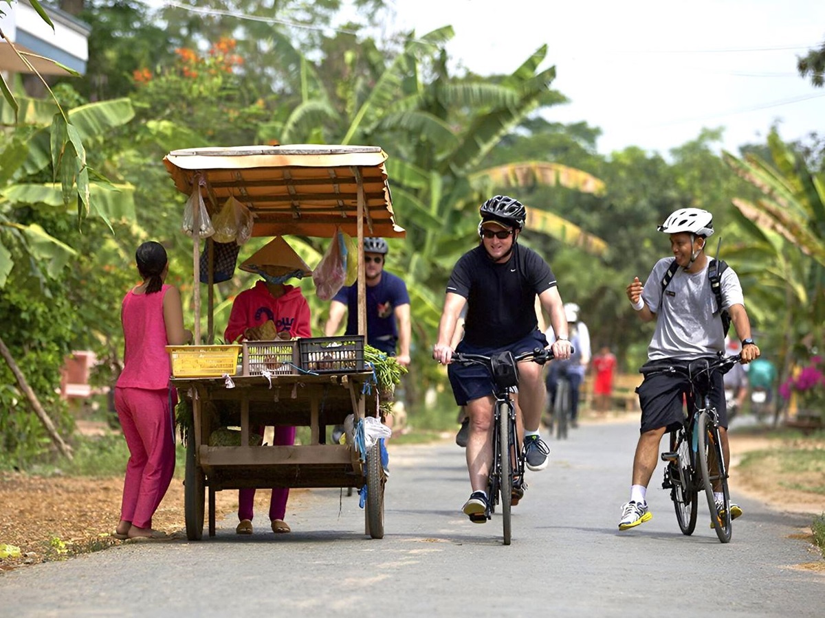 Biking excursion from the Aqua Mekong river cruise in Vietnam