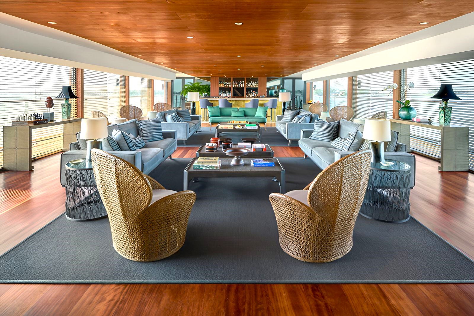 Lounge Bar onboard the Aqua Mekong river cruise in Vietnam