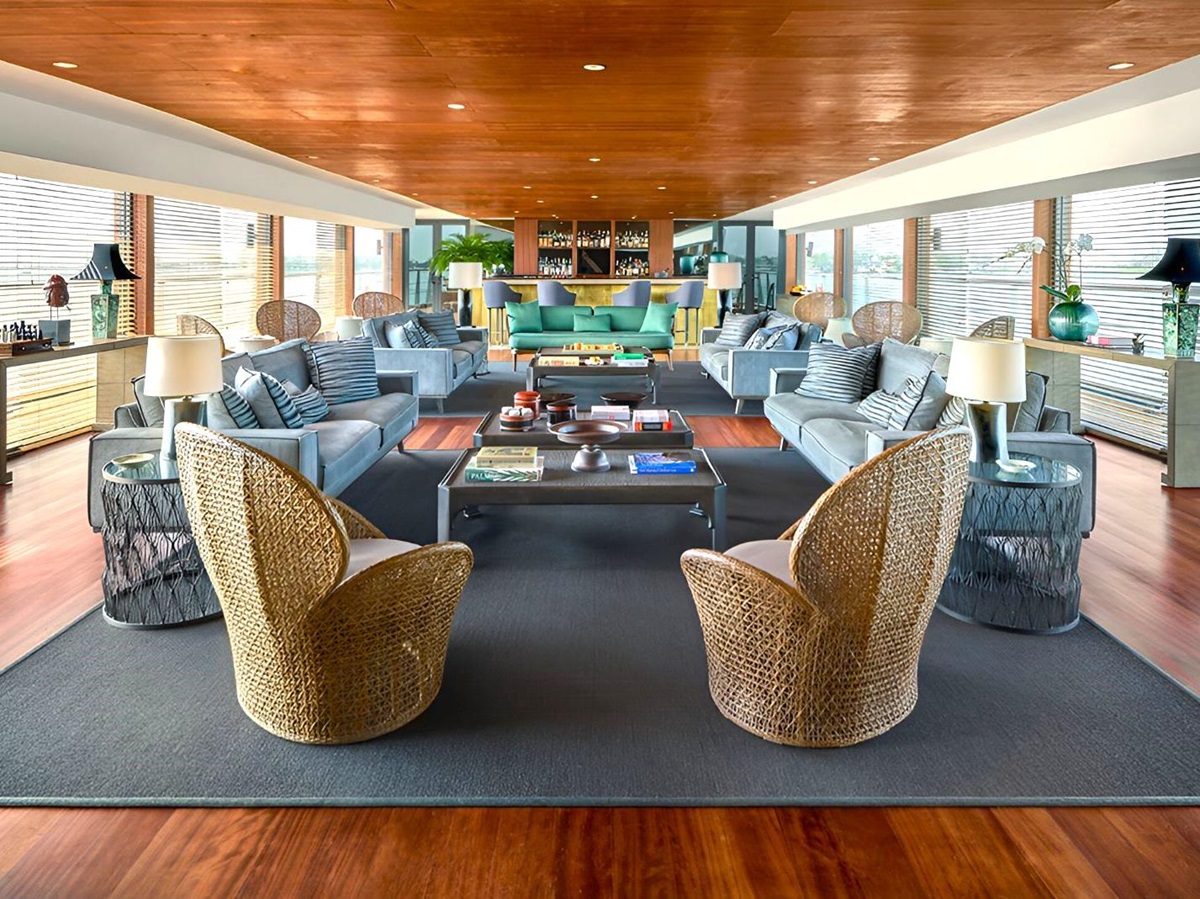 Lounge Bar onboard the Aqua Mekong river cruise in Vietnam