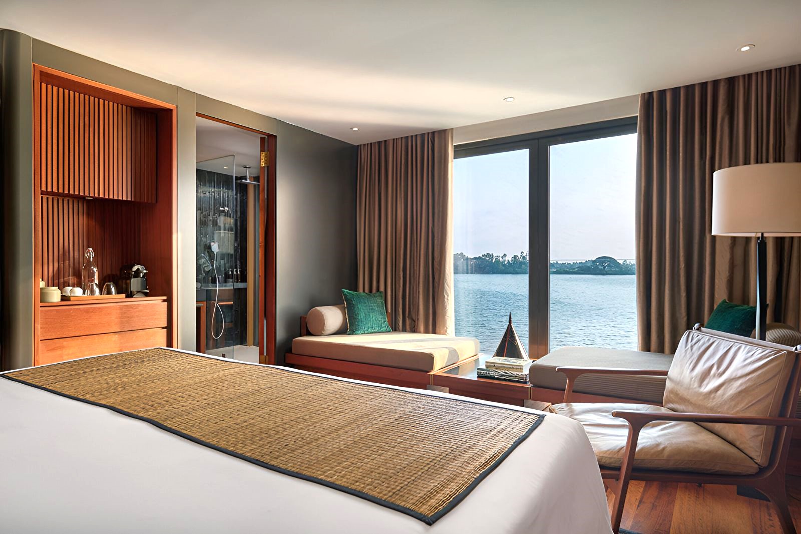 Non balcony suite onboard the Aqua Mekong river cruise in Vietnam