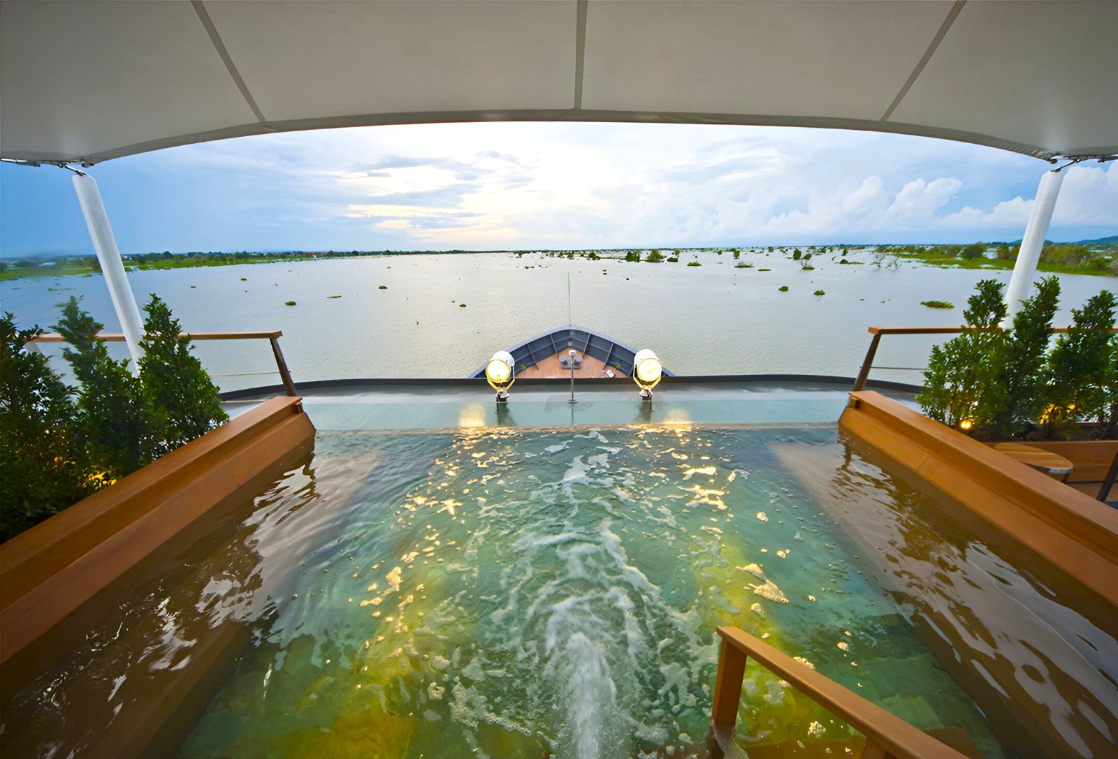 Plunge pool onboard the Aqua Mekong river cruise in Vietnam