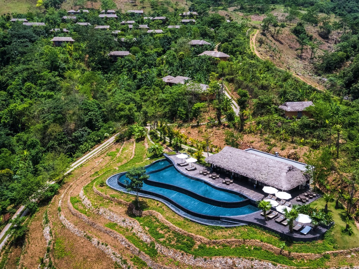 Aerial view of Avana Retreat in Vietnam