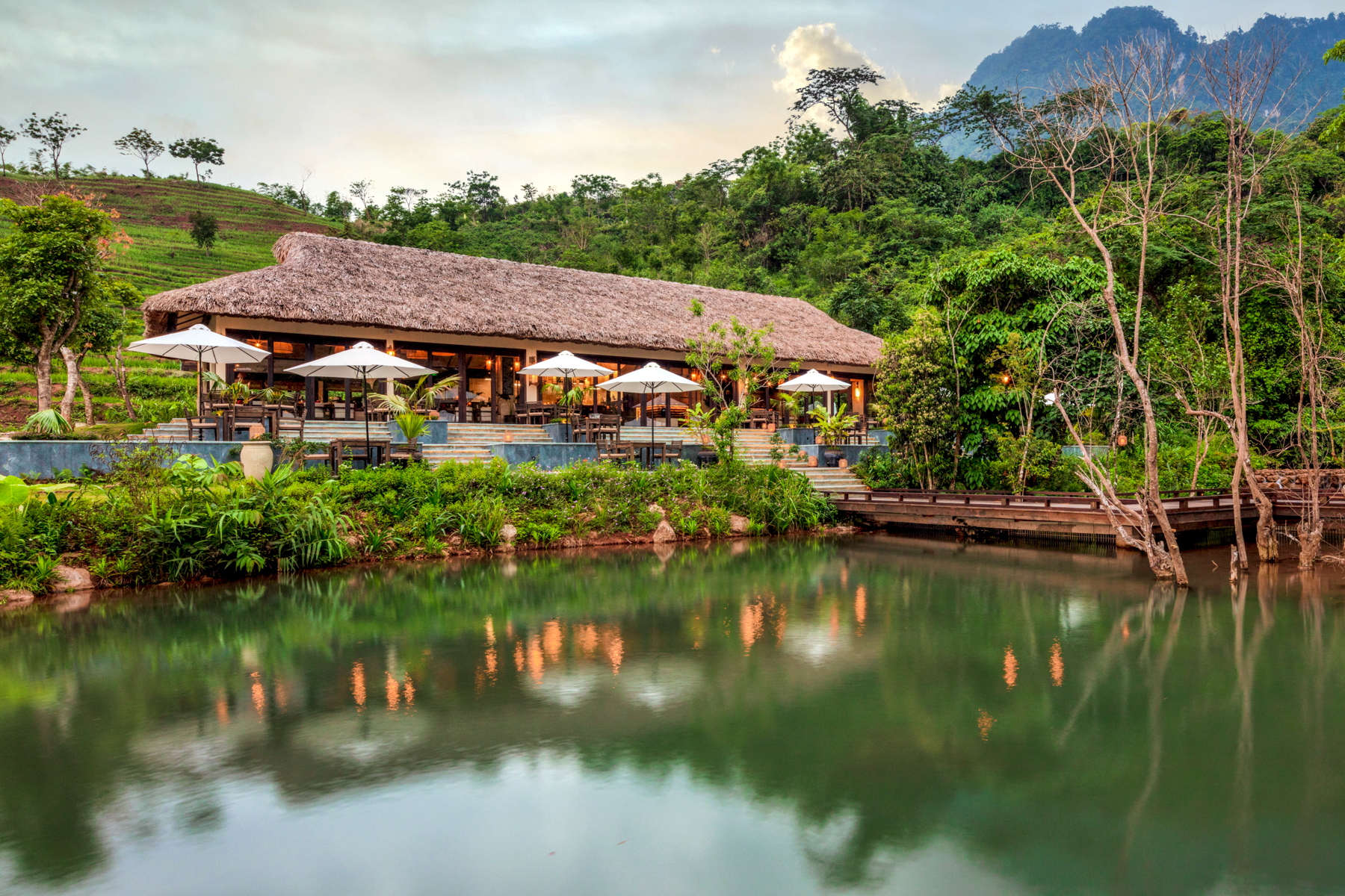 Exterior view of the restaurant at Avana Retreat in Vietnam