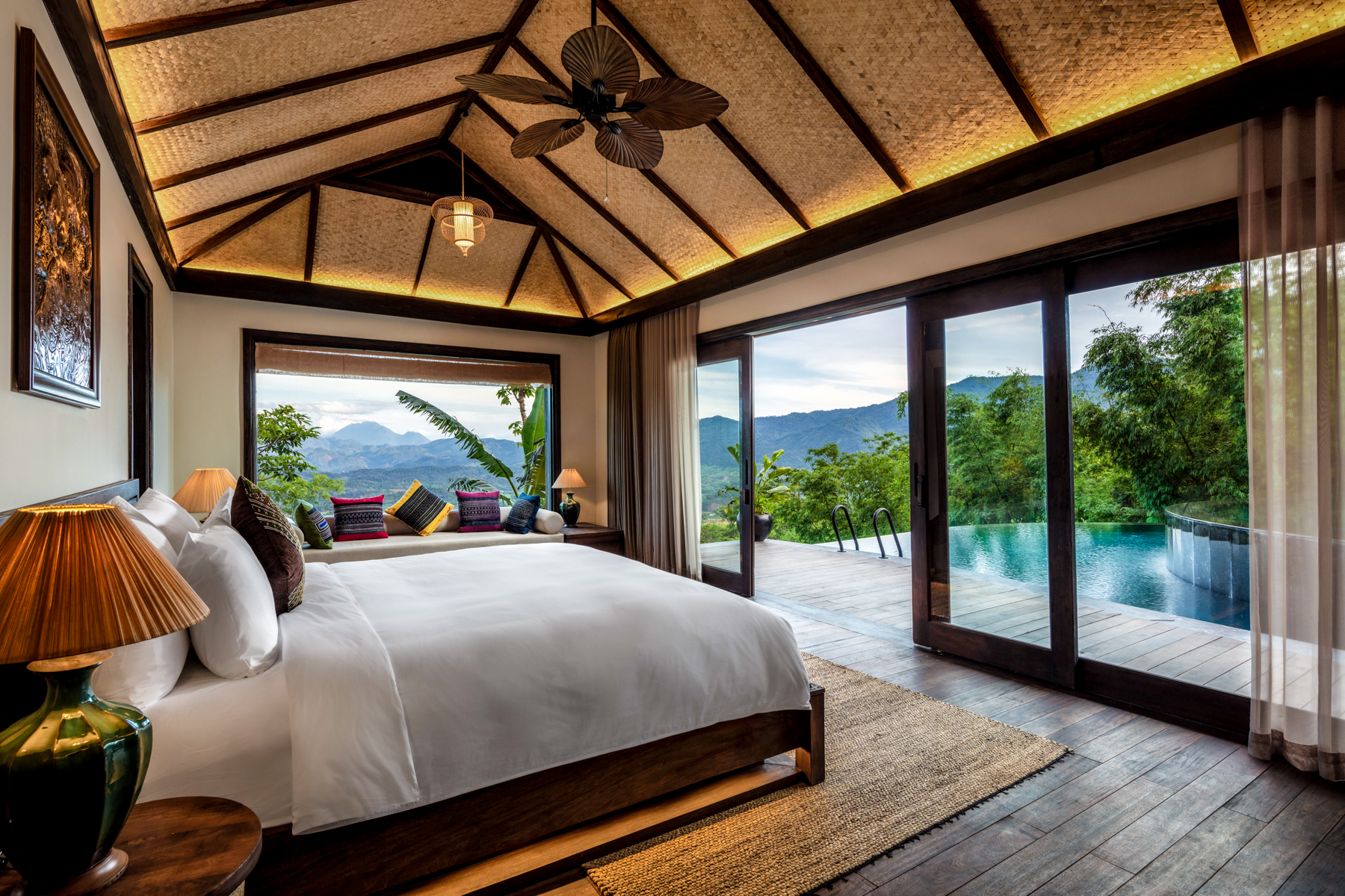 Hilltop bedroom with pool and views at Avana Retreat in Vietnam