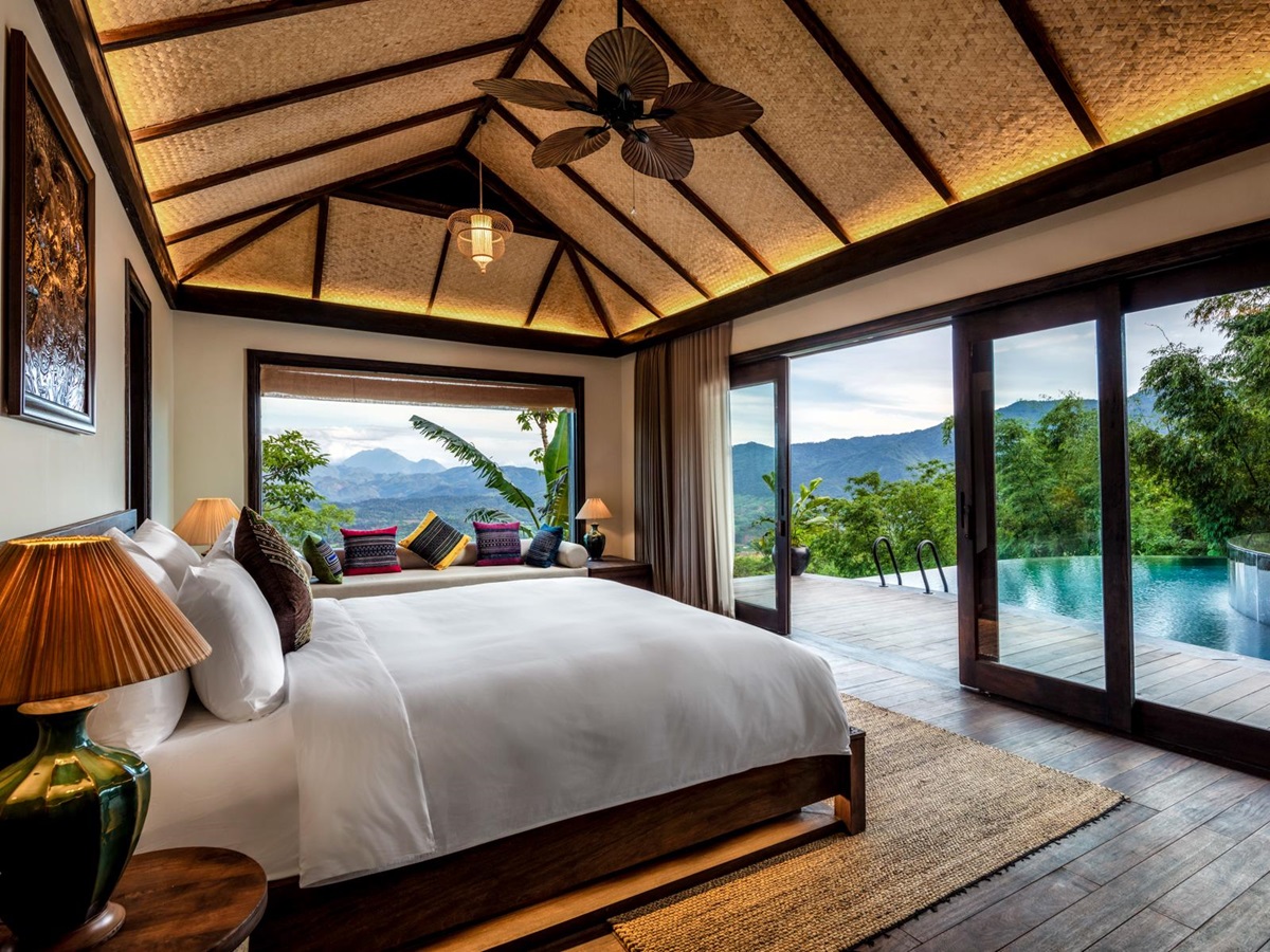 Hilltop bedroom with pool and views at Avana Retreat in Vietnam
