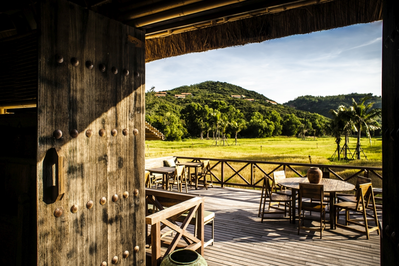 Terrace dining at Ba Hai restaurant at luxury resort Zannier Bai San Ho in Vietnam