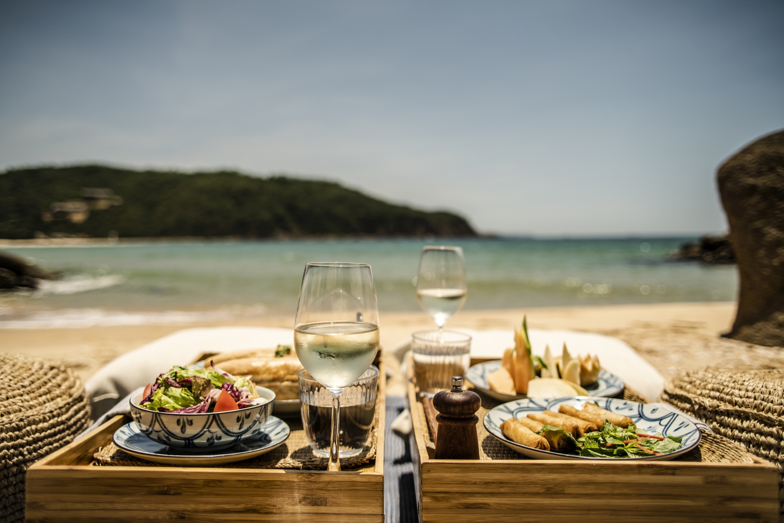 Picnic lunch on the beach luxury resort Zannier Bai San Ho in Vietnam