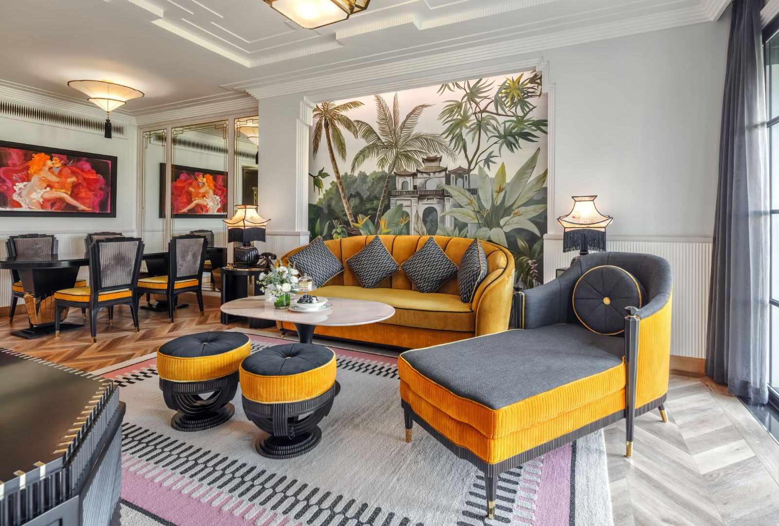 Living area in a Deluxe Suite at Capella Hanoi