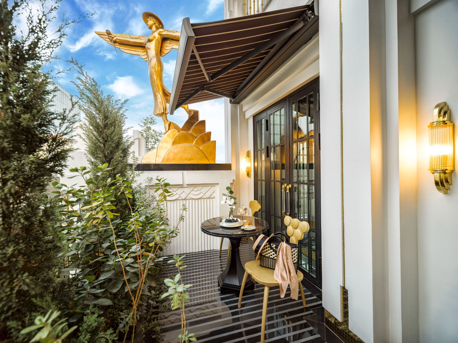 Grand Opera Suite terrace overlooking Hoan Kiem at Capella Hanoi