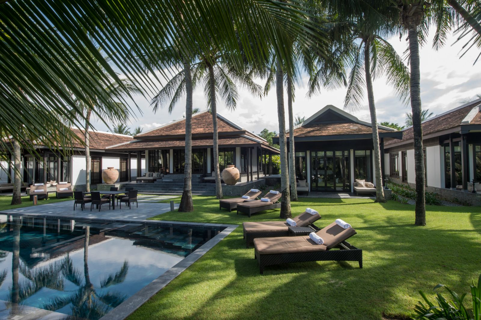 Exterior view of a pool and three bedroom hilltop villa 