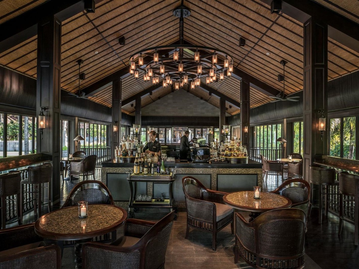 Bar area at luxury resort Four seasons Nam Hai