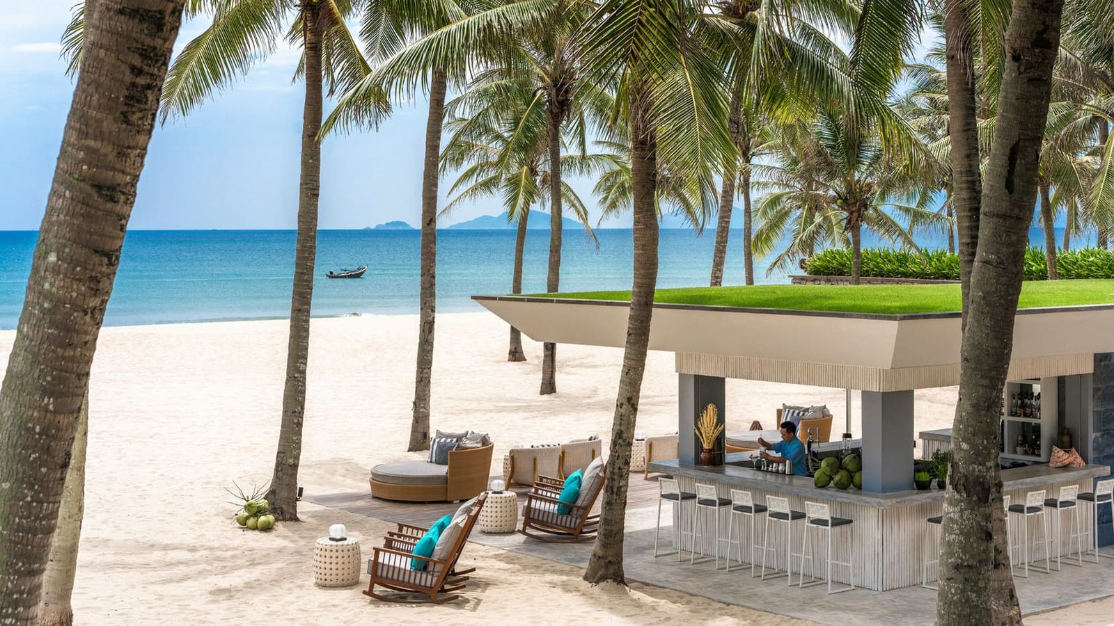 Beach bar at the Four Seasons Hoi An Nam Hai Vietnam