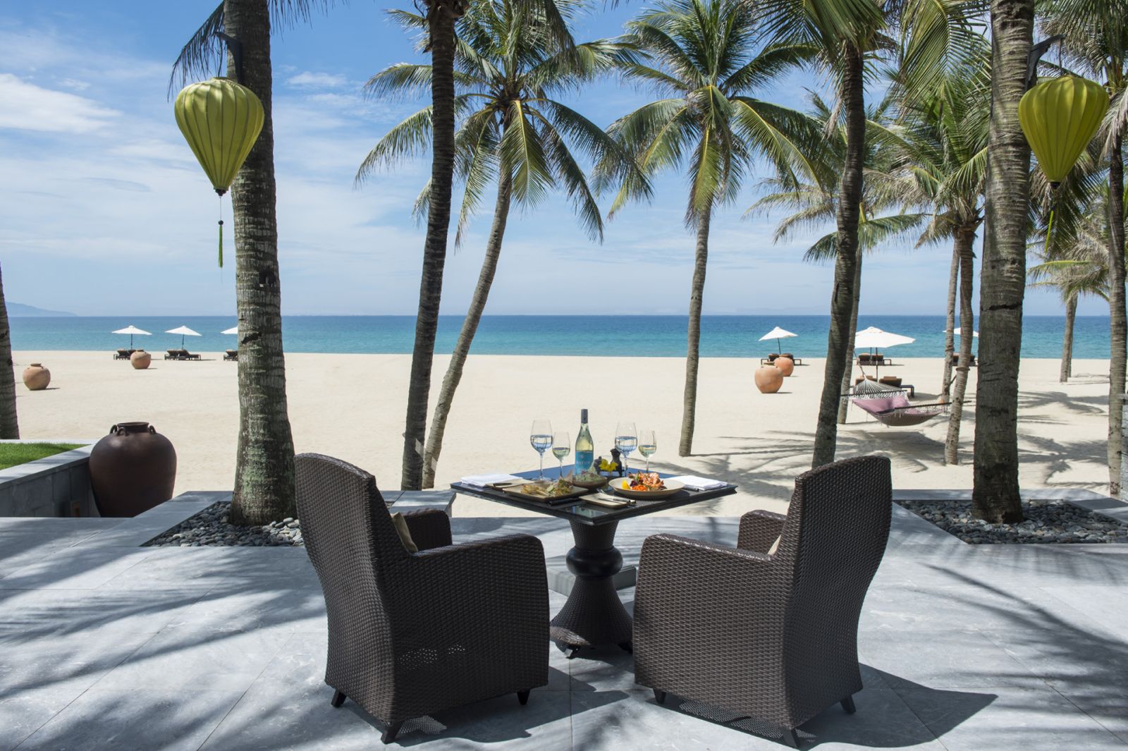 Beachfront dining at the Four Seasons Hoi An Nam Hai Vietnam