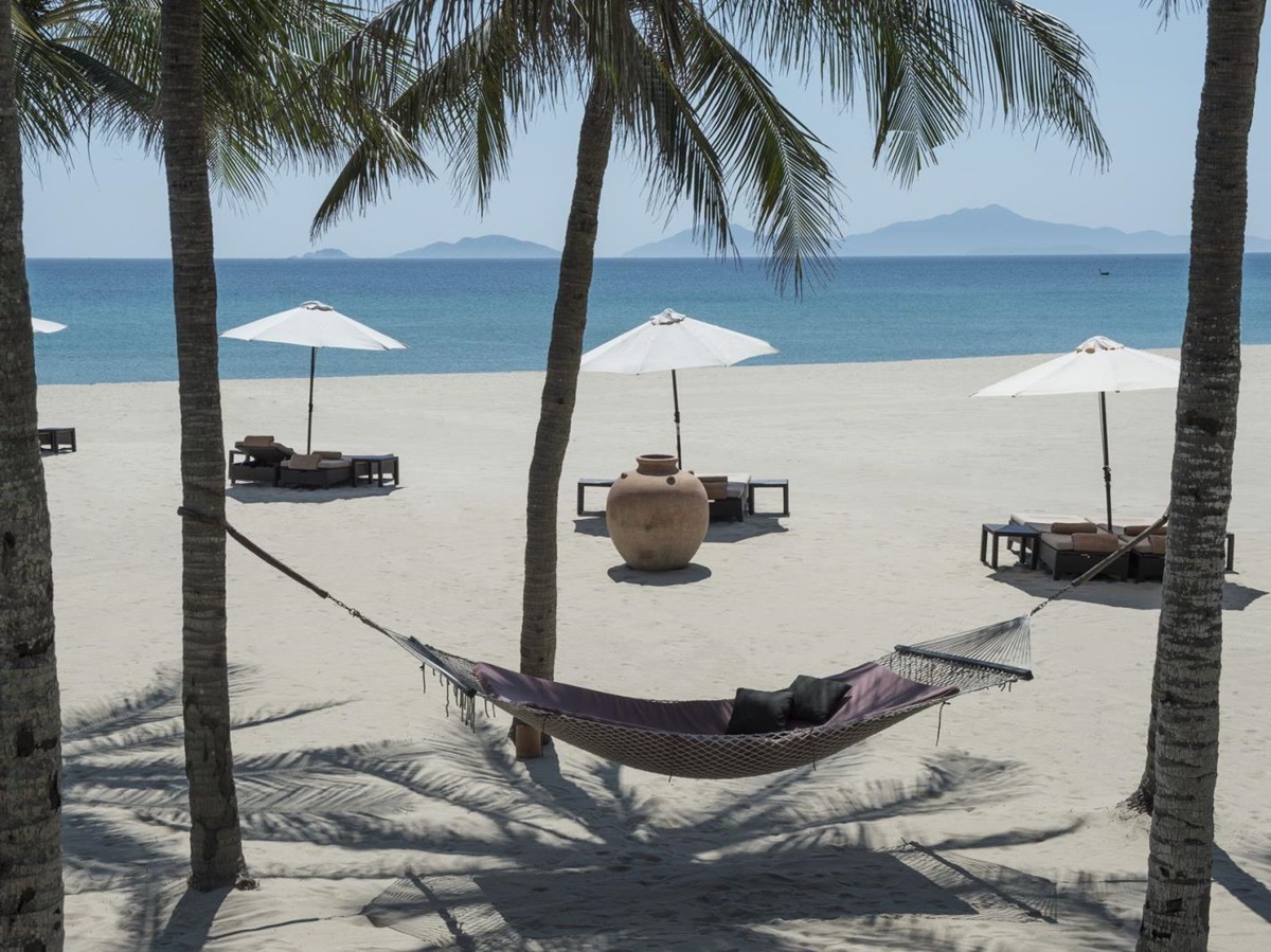 The beach at the Four Seasons Hoi An Nam Hai Vietnam