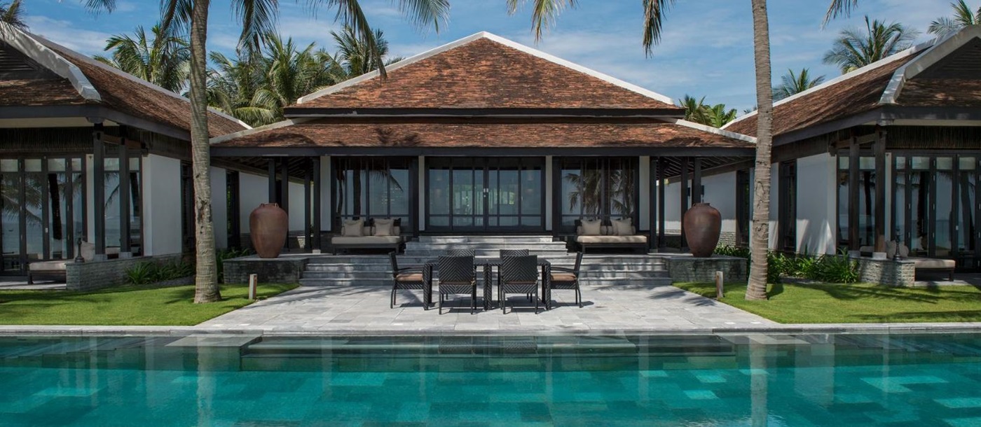 Pool in front of a one bedroom villa at luxury resort Four seasons Nam Hai 