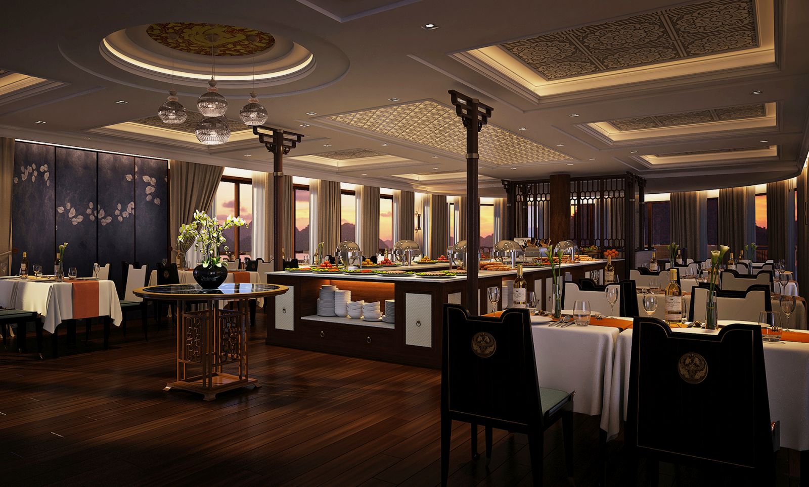The restaurant on the Ginger Ship Hotel