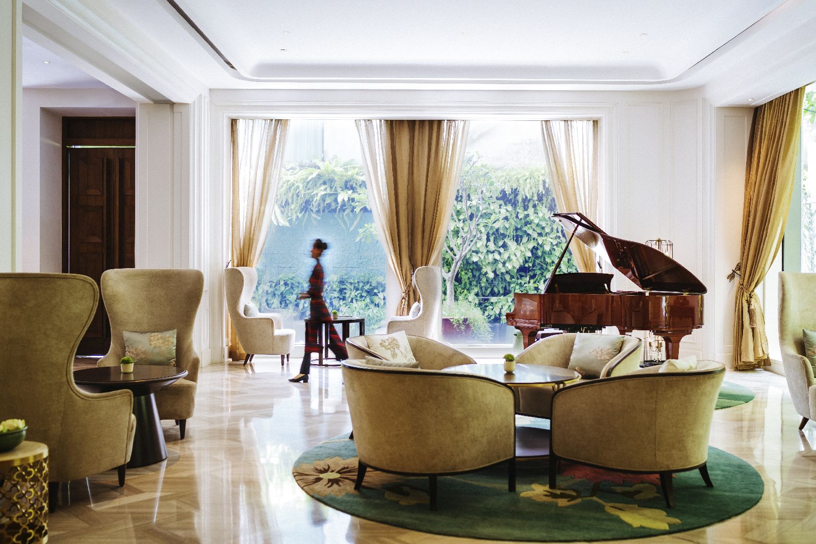 The grand lobby of the Hotel des Arts Saigon in Vietnam